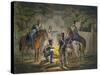 Prussian Hussars on a Night Picket, C.1799-1802 (Colour Litho)-Conrad Gessner-Stretched Canvas