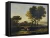 Landscape with Apollo Guarding the Cattle of Admetus and Mercury Stealing Them-Claude Lorraine-Framed Stretched Canvas