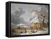 A Fall on the Ice-George Morland-Framed Stretched Canvas