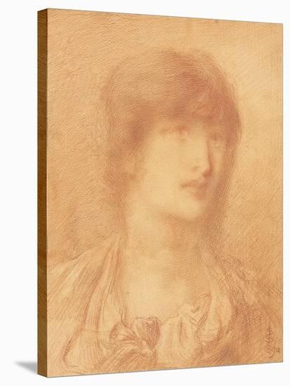 Head of a Young Girl, 1890 (Red Chalk on Buff Paper)-Simeon Solomon-Stretched Canvas