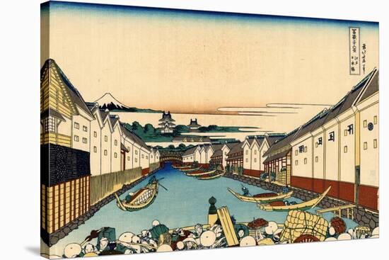 Nihonbashi Bridge in Edo, c.1830-Katsushika Hokusai-Stretched Canvas