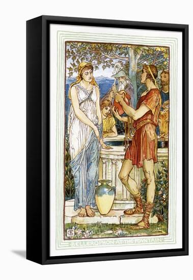 Bellerophon at the fountain-Walter Crane-Framed Stretched Canvas