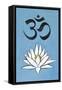 Lotus Meditation AUM Blue Plastic Sign-null-Framed Stretched Canvas