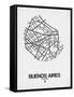 Buenos Aires Street Map White-NaxArt-Framed Stretched Canvas