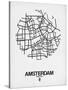 Amsterdam Street Map White-NaxArt-Stretched Canvas