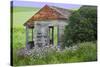 USA, Washington State, Palouse. Old abandoned house surrounded by wildflowers.-Julie Eggers-Stretched Canvas