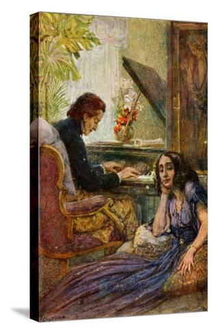 Postcard Depicting George Sand Listening to Frederic Chopin Play ...