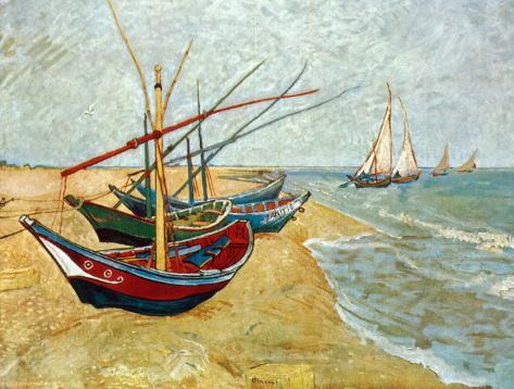 Fishing Boats On The Beach At Saints Maries C 1888 Print By Vincent Fishing Boats On The Beach At Saints Maries C 1888 Print By Vincent Van Gogh Allposters