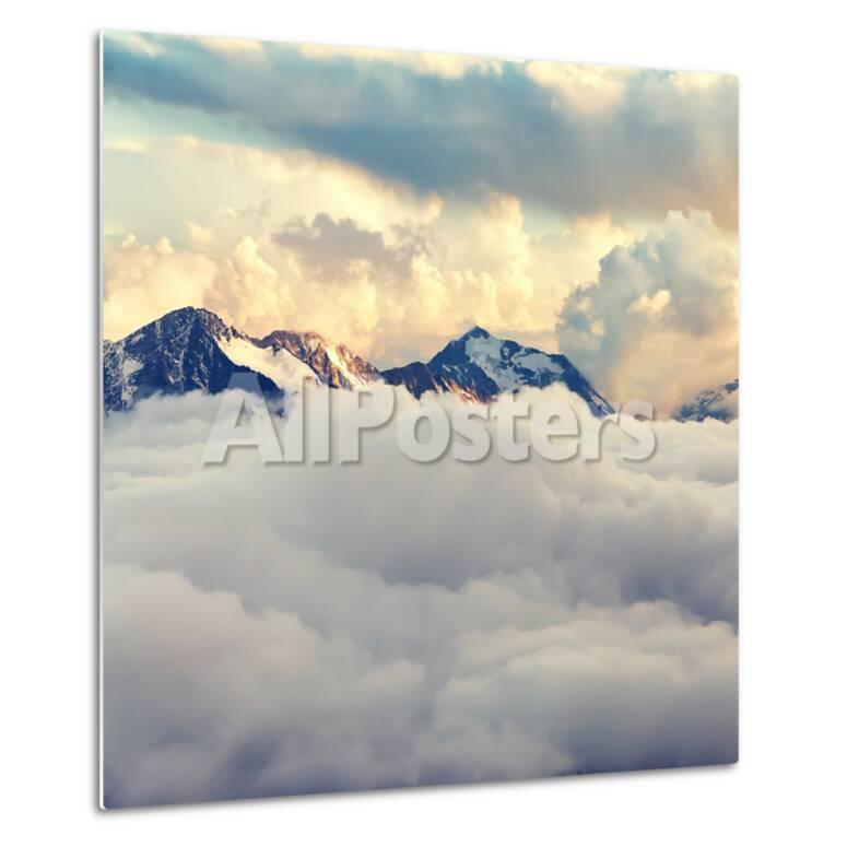Scenic Alpine Landscape With Mountain Ranges Natural Mountain Background Vintage Stylization