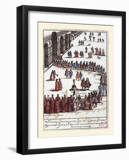 006-Procesion Anual En La Plaza De San Marcos De Venecia-Habiti D’Hvomeni Et Donne Venetiane 1609-Franco Giacomo-Framed Art Print