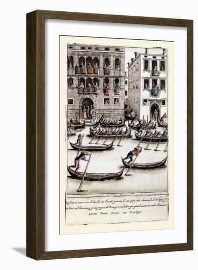 022-Espectaculo De Gondolas En Venecia-Habiti D’Hvomeni Et Donne Venetiane 1609-Franco Giacomo-Framed Art Print