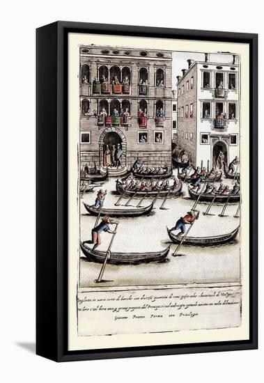 022-Espectaculo De Gondolas En Venecia-Habiti D’Hvomeni Et Donne Venetiane 1609-Franco Giacomo-Framed Stretched Canvas