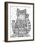 1 Rain Cat: LINE ART-Oxana Zaika-Framed Giclee Print