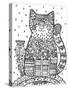 1 Rain Cat: LINE ART-Oxana Zaika-Stretched Canvas