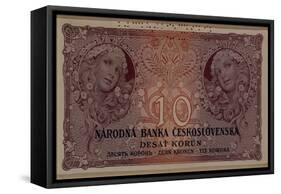 10 Crown Banknote of the Republic of Czechoslovakia, 1920-Alphonse Mucha-Framed Stretched Canvas