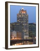 100 E. Wisconsin Building, Downtown from Riverwalk-Walter Bibikow-Framed Premium Photographic Print