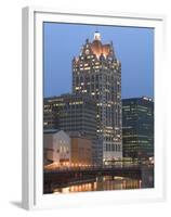 100 E. Wisconsin Building, Downtown from Riverwalk-Walter Bibikow-Framed Premium Photographic Print