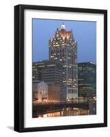 100 E. Wisconsin Building, Downtown from Riverwalk-Walter Bibikow-Framed Photographic Print