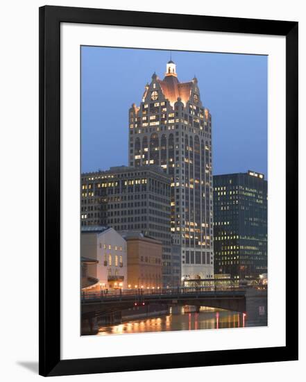 100 E. Wisconsin Building, Downtown from Riverwalk-Walter Bibikow-Framed Photographic Print