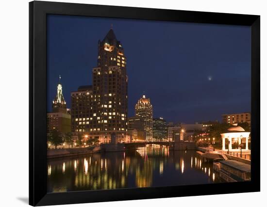 100 E. Wisconsin Building, Downtown from Riverwalk-Walter Bibikow-Framed Photographic Print