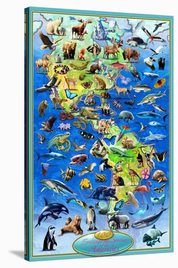 100 Endangered Species-Adrian Chesterman-Stretched Canvas