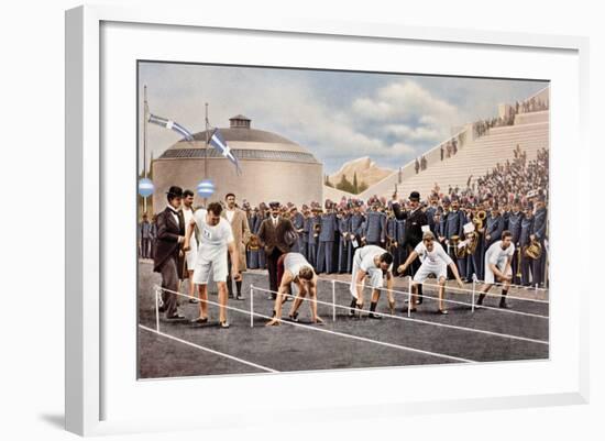 100 m Race at Olympic Games in Athens 1896-null-Framed Photographic Print