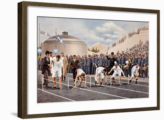 100 m Race at Olympic Games in Athens 1896-null-Framed Photographic Print