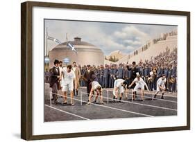 100 m Race at Olympic Games in Athens 1896-null-Framed Photographic Print