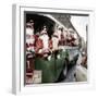 100 Santa Claus in a Special Bus in Paris December, 19, 1966. Colorized Document-null-Framed Photo