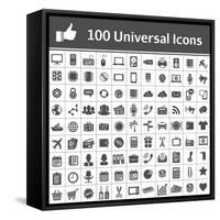 100 Universal Icons-frbird-Framed Stretched Canvas