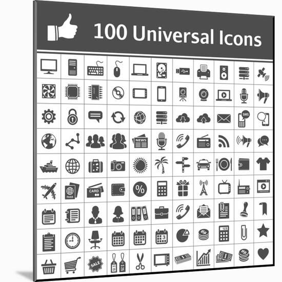 100 Universal Icons-frbird-Mounted Art Print