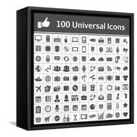 100 Universal Icons-frbird-Framed Stretched Canvas
