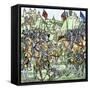 100 Years War: Archers and Knights at the Battle of Crecy, France in 1346. Colour Engraving of the-null-Framed Stretched Canvas