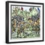 100 Years War: Archers and Knights at the Battle of Crecy, France in 1346. Colour Engraving of the-null-Framed Giclee Print