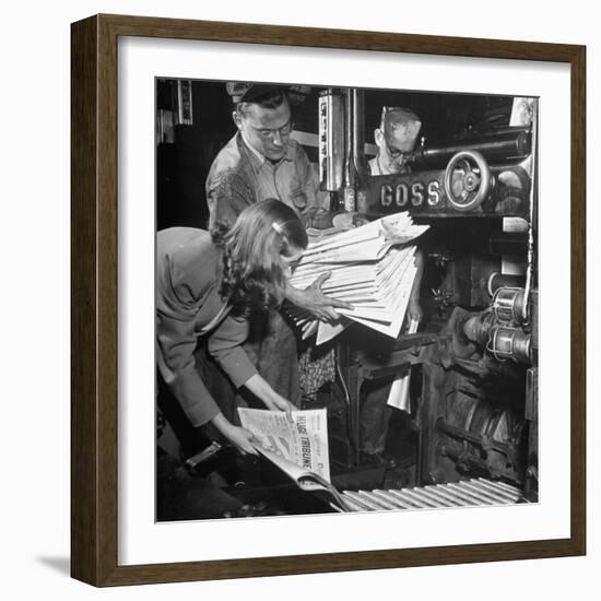 100th Anniversary Edition of Chicago Tribune Coming Out of Machine-George Skadding-Framed Photographic Print