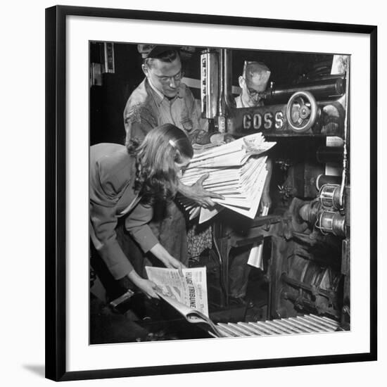 100th Anniversary Edition of Chicago Tribune Coming Out of Machine-George Skadding-Framed Photographic Print