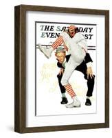 "100th Anniversary of Baseball" Saturday Evening Post Cover, July 8,1939-Norman Rockwell-Framed Giclee Print