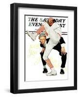 "100th Anniversary of Baseball" Saturday Evening Post Cover, July 8,1939-Norman Rockwell-Framed Giclee Print