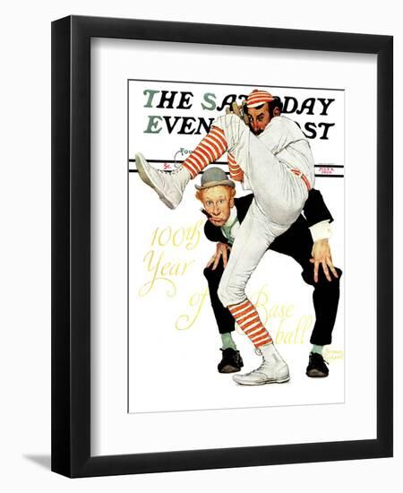 "100th Anniversary of Baseball" Saturday Evening Post Cover, July 8,1939-Norman Rockwell-Framed Giclee Print