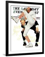 "100th Anniversary of Baseball" Saturday Evening Post Cover, July 8,1939-Norman Rockwell-Framed Giclee Print