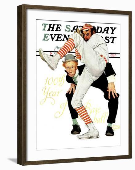 "100th Anniversary of Baseball" Saturday Evening Post Cover, July 8,1939-Norman Rockwell-Framed Giclee Print