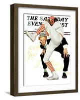 "100th Anniversary of Baseball" Saturday Evening Post Cover, July 8,1939-Norman Rockwell-Framed Giclee Print