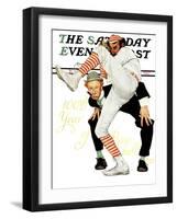 "100th Anniversary of Baseball" Saturday Evening Post Cover, July 8,1939-Norman Rockwell-Framed Giclee Print