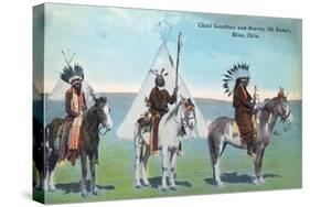 101 Ranch View of Chief Goodboy and Braves - Bliss, OK-Lantern Press-Stretched Canvas