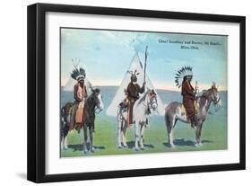 101 Ranch View of Chief Goodboy and Braves - Bliss, OK-Lantern Press-Framed Art Print