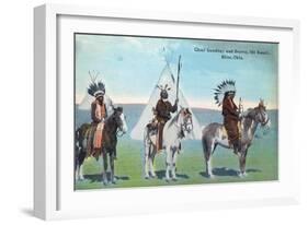 101 Ranch View of Chief Goodboy and Braves - Bliss, OK-Lantern Press-Framed Art Print