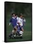 11 Year Old Boys Soccer Action-null-Framed Stretched Canvas