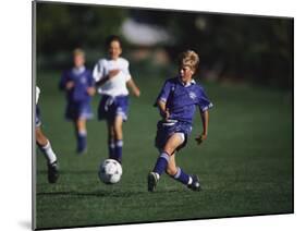 11 Year Old Boys Soccer Action-null-Mounted Photographic Print