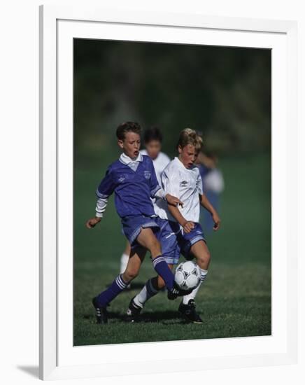 11 Year Old Boys Soccer Action-null-Framed Photographic Print