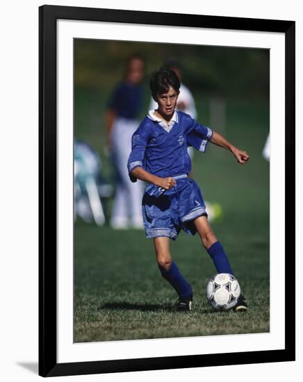 11 Year Old Boys Soccer Action-null-Framed Photographic Print